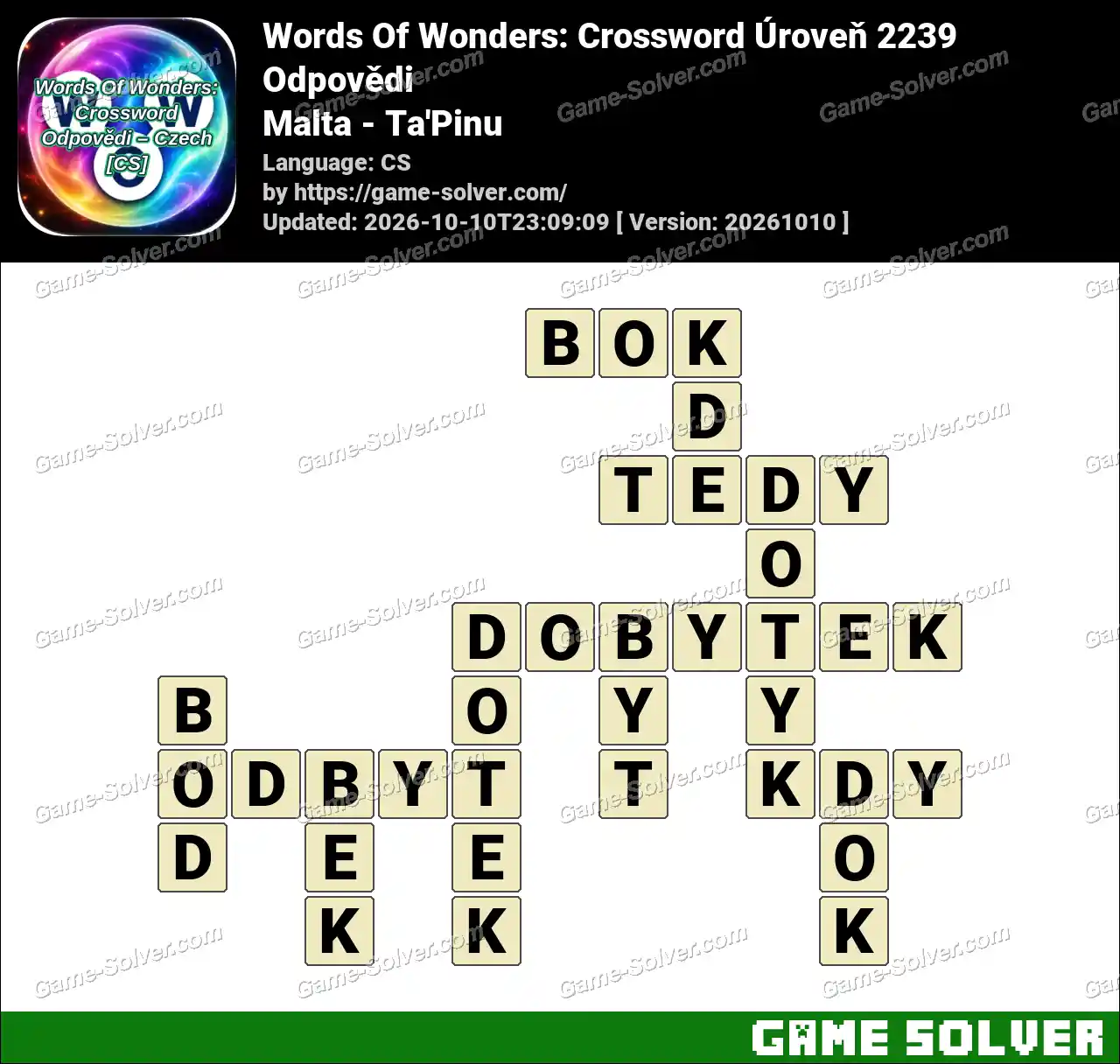 Words Of Wonders: Crossword Úroveň 2239 Odpovědi – Malta – Ta’Pinu